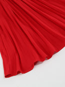 Vestido feminino manga longa plissado com decote em V estilo envoltório sintético com cinto na cintura