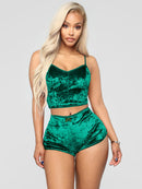 Sexy veludo com decote em v roupa interior conjunto de duas peças lingerie sexy conjunto de homewear