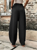 Calças femininas de cor sólida bolso calças casuais femininas calças elásticas