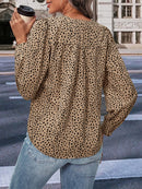 Nova camisa feminina com estampa de leopardo de manga comprida