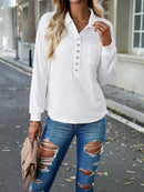 Nova blusa feminina de malha com gola polo de cor sólida